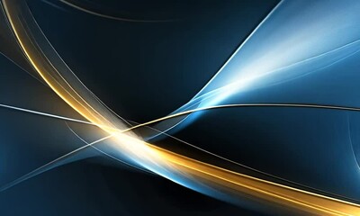 Poster - This piece showcases a captivating blend of blue and gold lines smoothly flowing across a dark backdrop, creating an engaging visual experience that draws viewers in