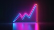 ©  Green Creator - Neon line graph with glowing data points, visualizing a steep rise in market trends