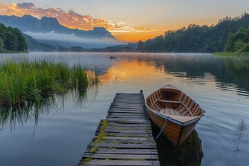 Sticker - Serene Sunrise on the Lake