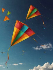 Wall Mural - Kites flying during Makar Sankranti with space for text