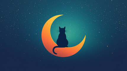 Wall Mural - Cat on the moon