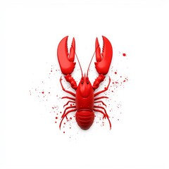 A lobster clipart, abstract ink splatter design, bold and dynamic, isolated on white background.