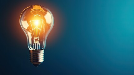 Wall Mural - a glowing vintage light bulb against a blue background, symbolizing creativity, ideas, and innovatio