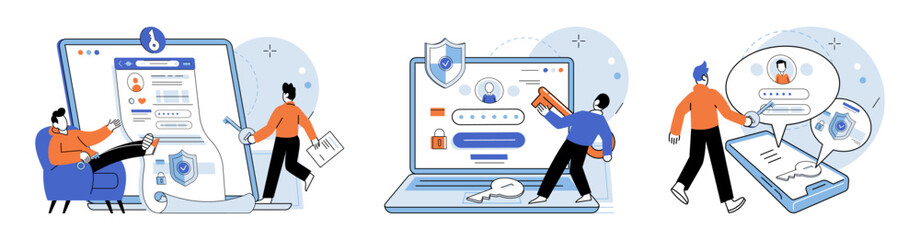 Fototapete - User authorization. Vector illustration. Security protocols ensure safety user data and prevent unauthorized access The user authorization concept underscores importance granting access rights