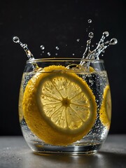 Canvas Print - Lemon drop in sparkling fizzy water.