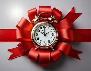 Wall Mural -  Red ribbon with clock and last chance seal – A 3D-rendered sale banner featuring a countdow_1(379)