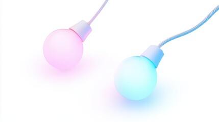 Wall Mural - two light bulbs are hanging from a cord