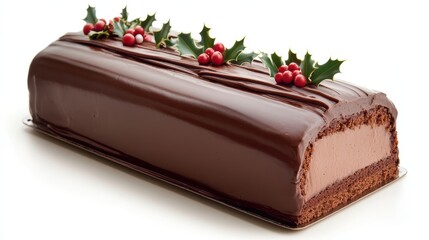 Wall Mural - A chocolate cake with red berries on top