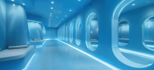 Wall Mural - Futuristic Blue Corridor