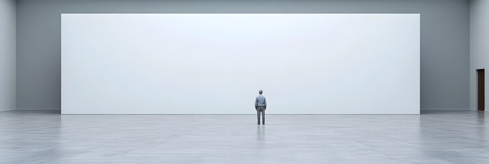 Poster - Expansive White Wall in Airy Art Gallery Interior