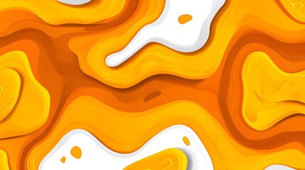 Wall Mural - Flowers, Florals, Leaves, Shapes, Waves, Fruits, Yellow and Orange, Abstract Image, Texture, Pattern Background, Wallpaper, Cover and Screen for Smartphone, PC, Laptop, 9:16 and 16:9 Format