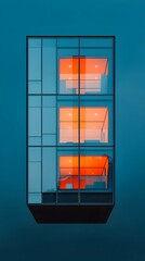 Poster - Geometric Shapes Reflecting in Sleek Modern Glass Building at Dusk