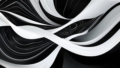 Wall Mural - Dynamic Optical Wave: Black and White Abstract Design with Stripes and Möbius Forms