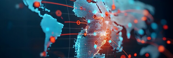 Aufkleber - Global Connectivity with Stylized Network Lines on World Map
