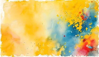 Wall Mural - Vibrant Yellow Abstract: Hand-Mixed Watercolor Effect on Drawing Paper