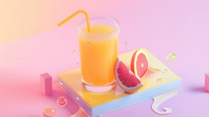 Wall Mural - Refreshing Orange Juice with Citrus