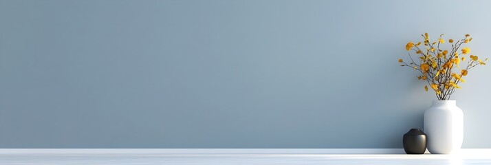 Poster - Minimalist Modern Bedroom Interior with Ample Wall Space for Text Overlay