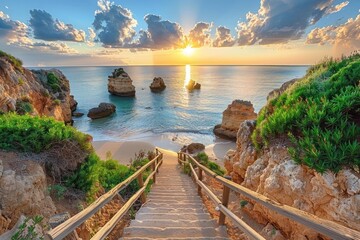 Wall Mural - Sunrise over the Algarve Coast