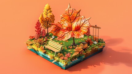 Wall Mural - Autumnal Miniature Park