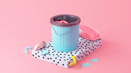 Poster - Minimalist 3D Design with Pink and Blue Tones