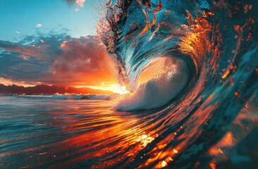 Canvas Print - Sunset Ocean Wave