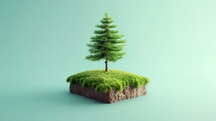 Canvas Print - Small Tree Growing in a Square of Soil