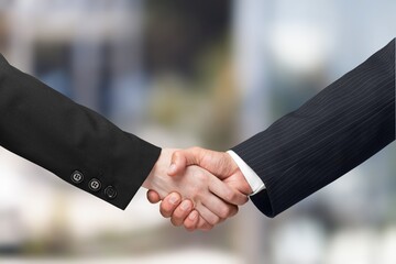 Poster - Busines people handshake at meeting. Partnership