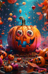 Canvas Print - latest halloween pumpkin movie poster cover about party