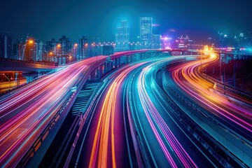 Wall Mural - Night Cityscape with Blurry Lights