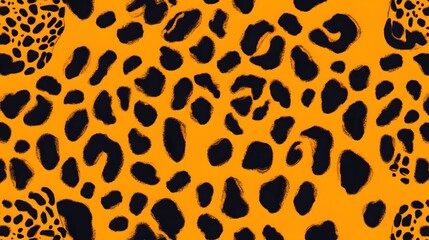 Marks, Leopard Skin Spots, on Orange Background, Abstract Image, Texture, Pattern Background, Wallpaper, Cover and Screen of Smartphone, PC, Laptop, 9:16 and 16:9 Format