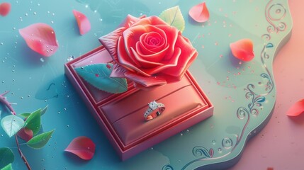 Wall Mural - rose and ring