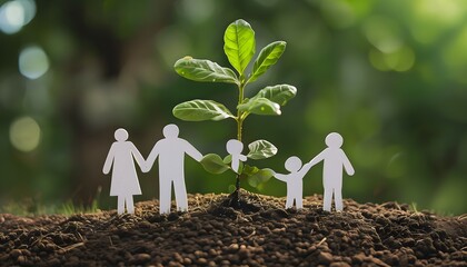 Wall Mural - Cultivating a Sustainable Future: Family Planting a Tree to Nurture Natures Legacy