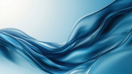 Poster - A serene blue wave abstract, showcasing smooth flowing lines and a calming aesthetic ideal for backgrounds and design projects.