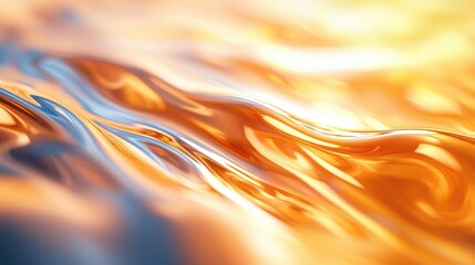 Aufkleber - A vibrant and dynamic abstract depiction of flowing liquid, combining warm orange and cool blue tones for harmonious visual appeal.