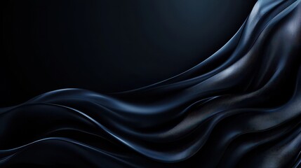 Poster - Abstract black background with flowing fabric textures, ideal for artistic and creative projects.