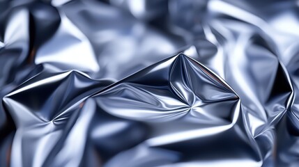 Poster - Close-up of crumpled, shiny metallic foil with intricate patterns and texture, perfect for backgrounds and creative designs.