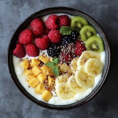 Poster - ice cream with raspberries