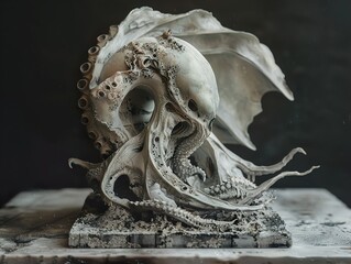 Canvas Print - Sculptural Fantasy Creature: A Chilling and Surreal Masterpiece