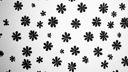 Wall Mural - Black and white floral pattern with a soft focus.