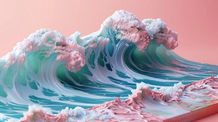 Sticker - Abstract  Waves  with Pastel Colors