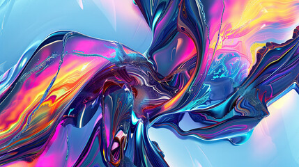 Abstract liquid holographic background. Colorful fluid design element.