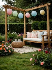 Sticker - Outdoor garden decoration setup.