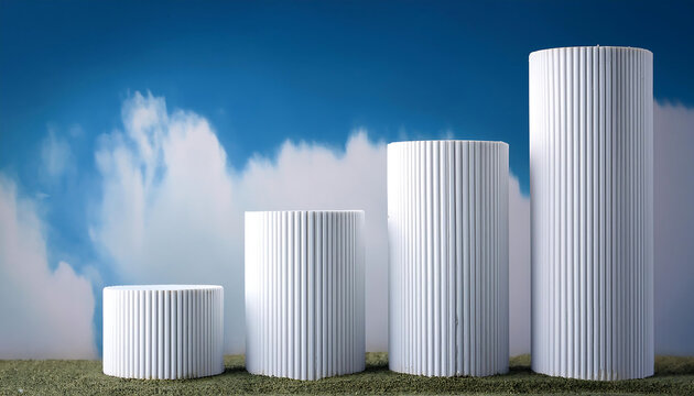  Set of growing white columns – A set of 3D-rendered white columns representing growth, ofte_1(395)