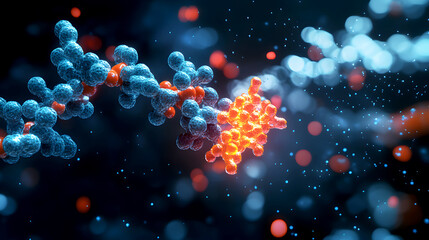 Wall Mural - Enzyme-substrate interaction/ Illustration of an enzyme’s active site binding to a substrate