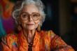 © julija - eccentric fashion icon vibrant elderly lady in avantgarde attire posing confidently against colorful backdrop exuding joy and style