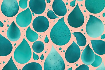 Wall Mural - Playful Teal Watercolor Droplet Texture in Bright and Cheerful Design