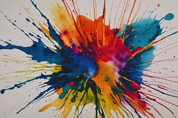 Wall Mural - Vibrant Watercolor Splash with Dynamic Texture and Bold Hues