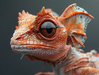 Poster - Close-Up Portrait of a Colorful Lizard with Striking Eye