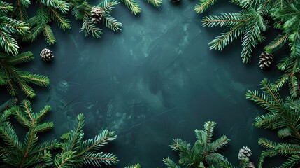 Wall Mural - Background for Christmas and New Year with fir branches for text placement