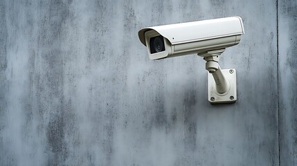 A home security camera mounted on a wall